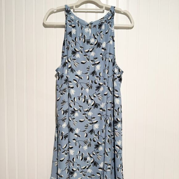 J Jill Wearever Blue Floral Dress Halter Neck Midi Length Size XL - Picture 6 of 6